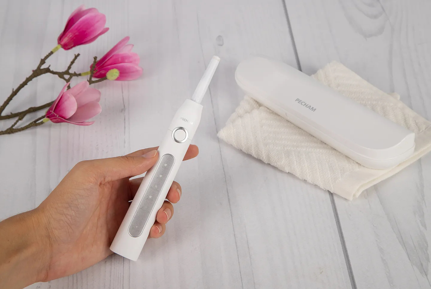 Звукова електрична зубна щітка PECHAM White Travel PC-081 + річний запас насадок