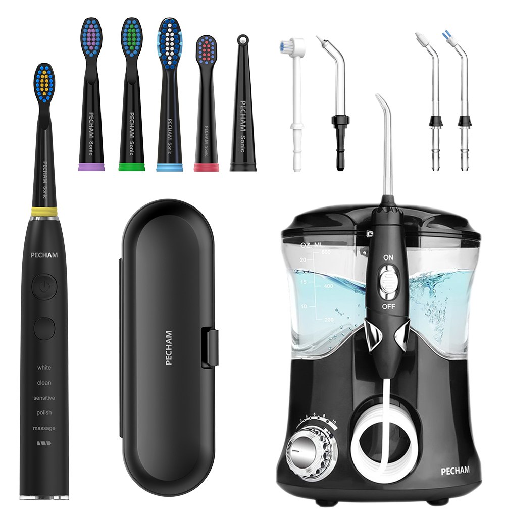 Комплект Іригатор PECHAM Professional  Edition  + Звукова електрична зубна щітка PECHAM Black Travel PC-085 - 50%