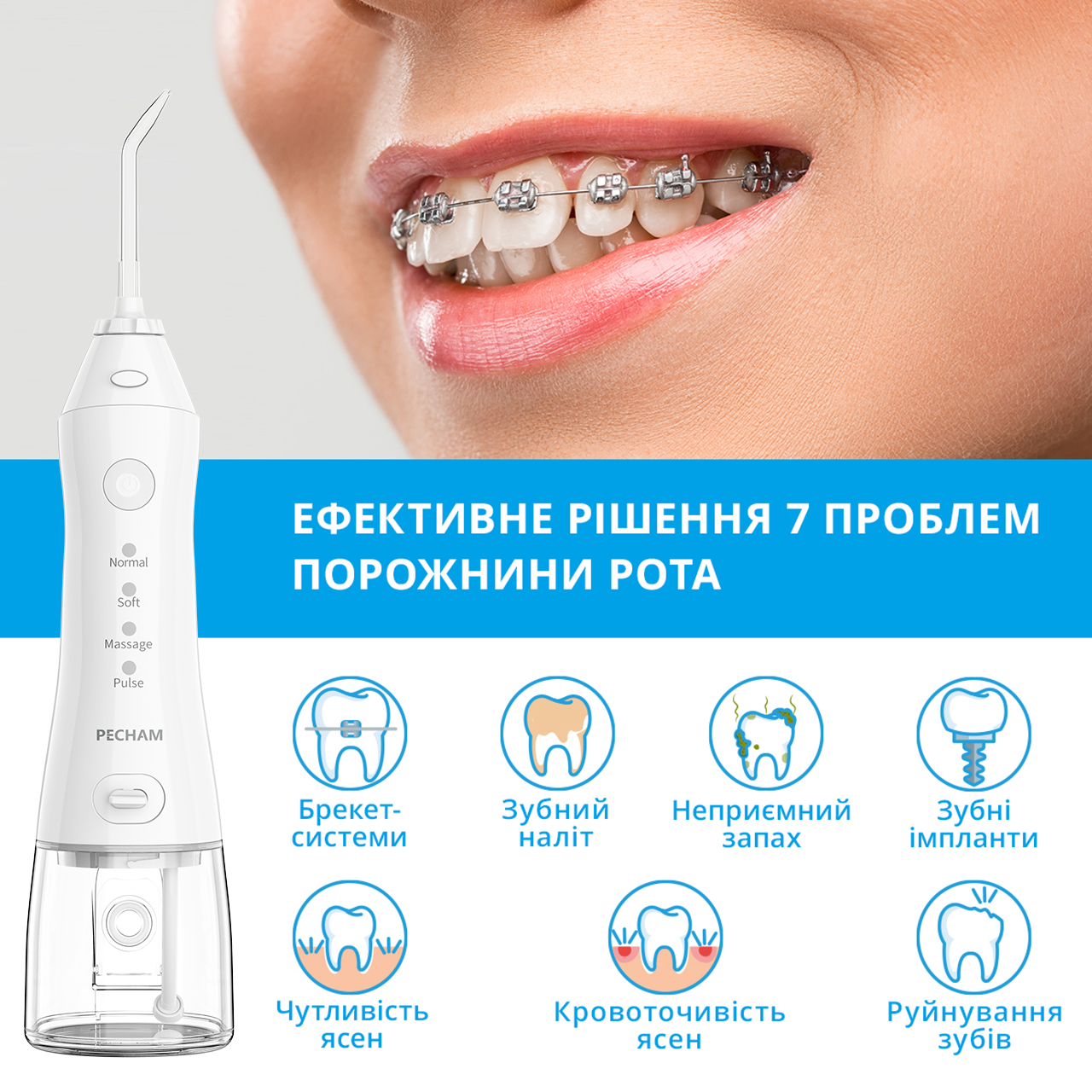 Іригатор Pecham travel white PC-1581 + річний запас насадок