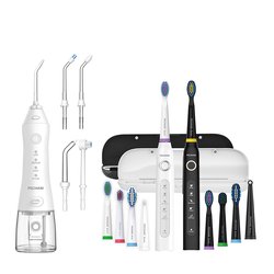 Комплект Іригатор Pecham travel white  PC-1581 + Набір звукових зубних щіток PECHAM Black and White Travel Set PC-084